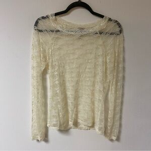 Mudd Ladies Top All Over Floral Lace Sheer Long Sleeve XL Boho Chic